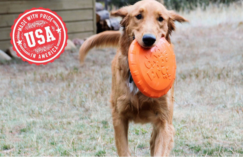 Load image into Gallery viewer, Bottle Top Flyer Rubber Frisbee for Dogs | Orange | Vet Approved | USA Made
