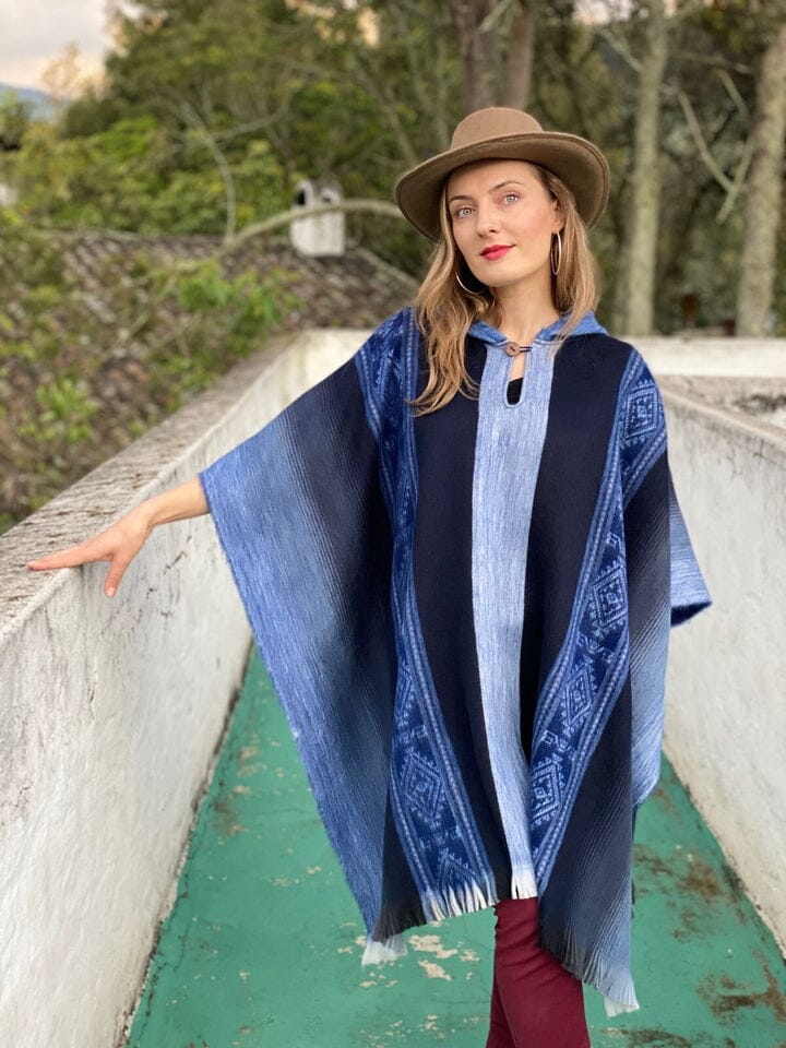 Load image into Gallery viewer, Soft Blues Alpaca Poncho
