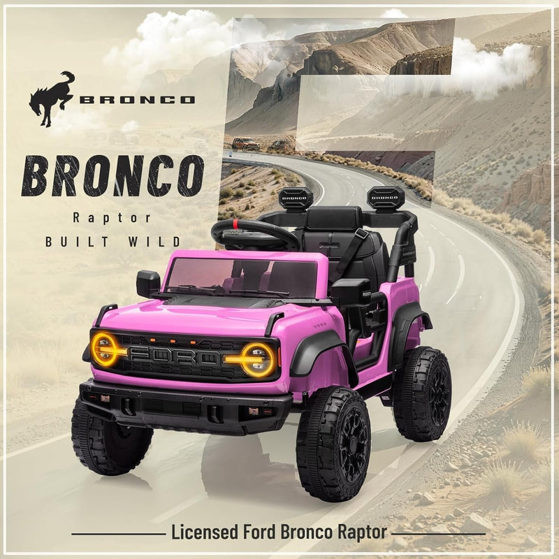 Load image into Gallery viewer, 12V Electric Ford Bronco Ride-On Car with Remote Control and Safety Seat Belt for Ages 3-8
