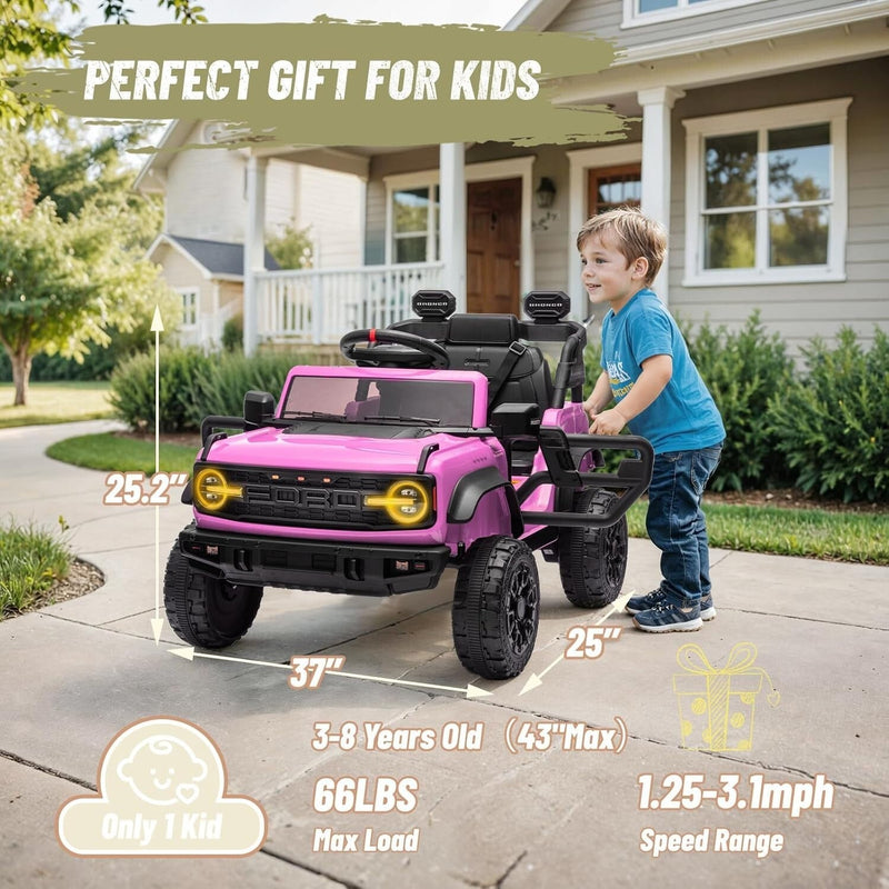 Load image into Gallery viewer, 12V Electric Ford Bronco Ride-On Car with Remote Control and Safety Seat Belt for Ages 3-8
