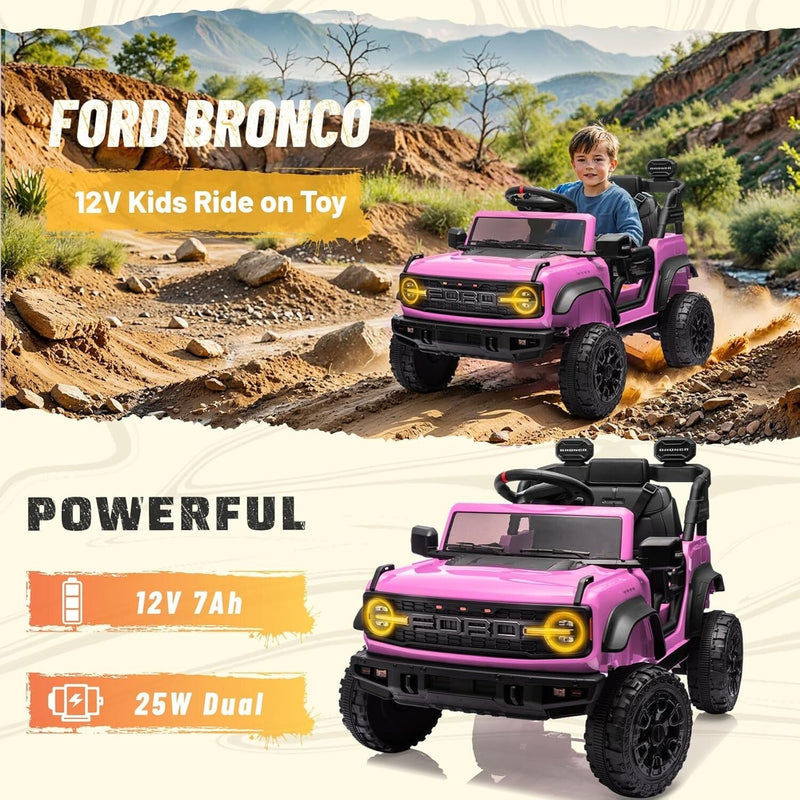 Load image into Gallery viewer, 12V Electric Ford Bronco Ride-On Car with Remote Control and Safety Seat Belt for Ages 3-8
