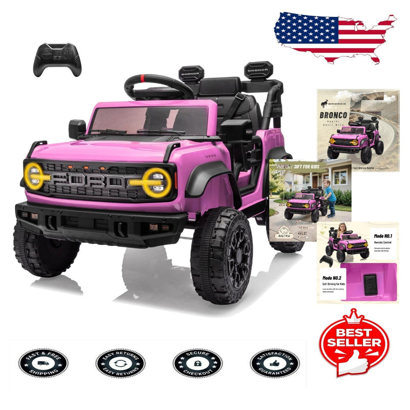 Load image into Gallery viewer, 12V Electric Ford Bronco Ride-On Car with Remote Control and Safety Seat Belt for Ages 3-8
