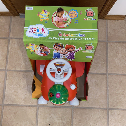 Interactive CoComelon 6V Ride-On Tractor Toy for Kids Ages 1.5-3 Years