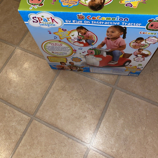 Interactive CoComelon 6V Ride-On Tractor Toy for Kids Ages 1.5-3 Years