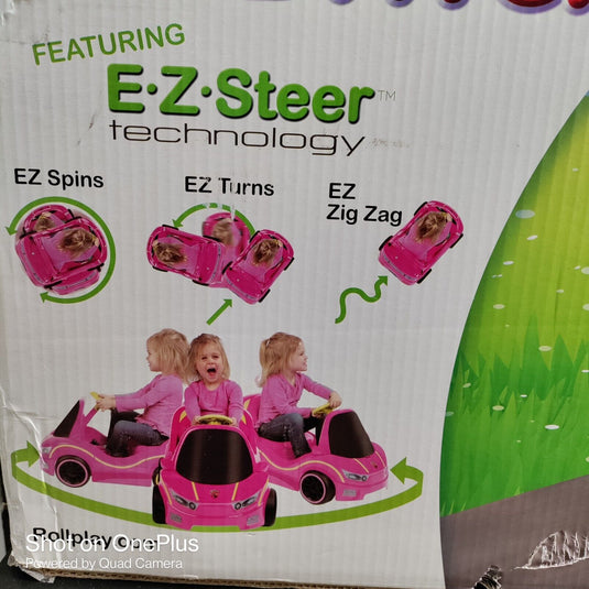 Sparkle and Drive: Dizzy Driver 6-Volt Ride-On Car with Storage in Pink for 18 Months+