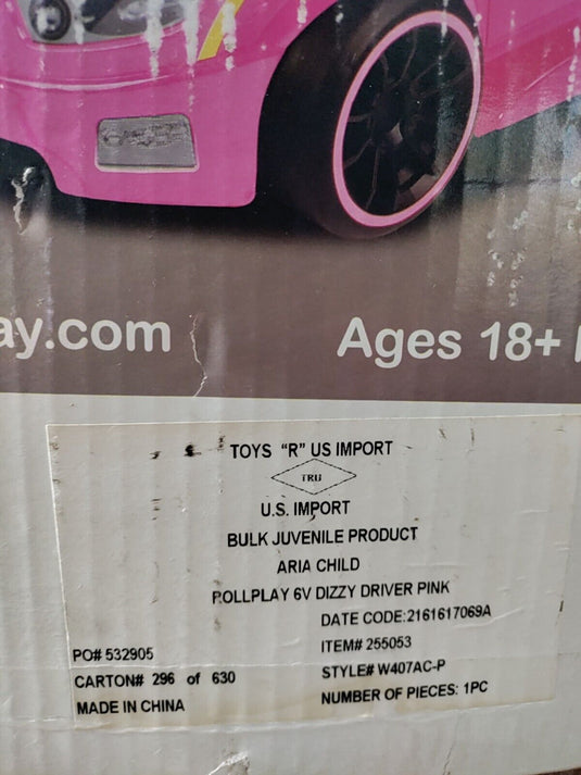 Sparkle and Drive: Dizzy Driver 6-Volt Ride-On Car with Storage in Pink for 18 Months+