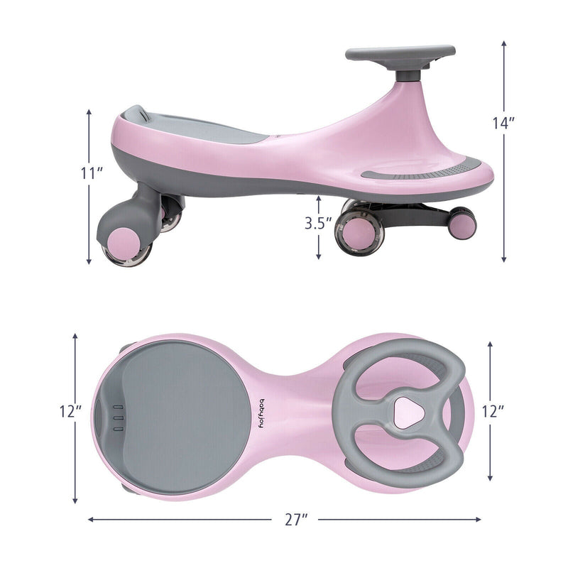 Load image into Gallery viewer, Sparkling Pink Wiggle Car Ride-on Toy for Toddlers and Kids with Flashing Wheels
