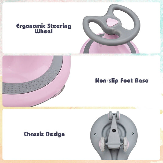 Sparkling Pink Wiggle Car Ride-on Toy for Toddlers and Kids with Flashing Wheels