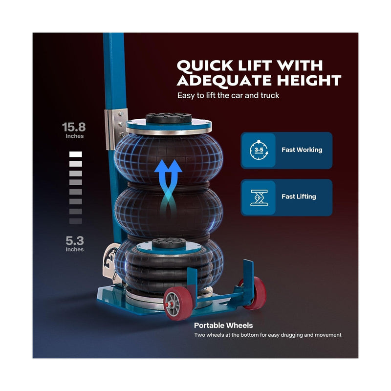 Load image into Gallery viewer, 3 Ton Pneumatic Air Bag Car Jack with Wheels and Adjustable Height, 6600 lbs Capacity
