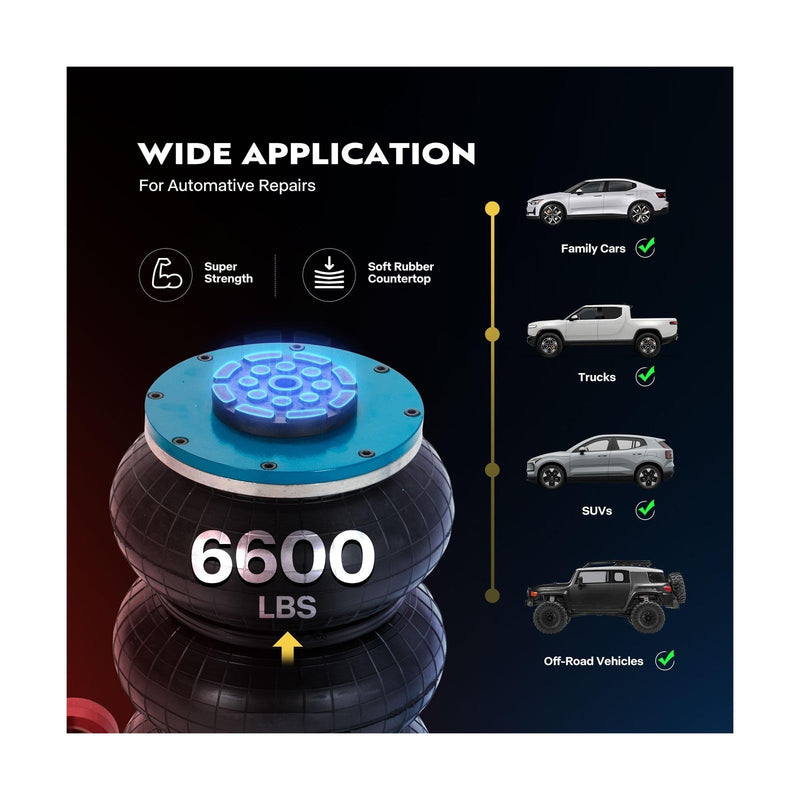 Load image into Gallery viewer, 3 Ton Pneumatic Air Bag Car Jack with Wheels and Adjustable Height, 6600 lbs Capacity
