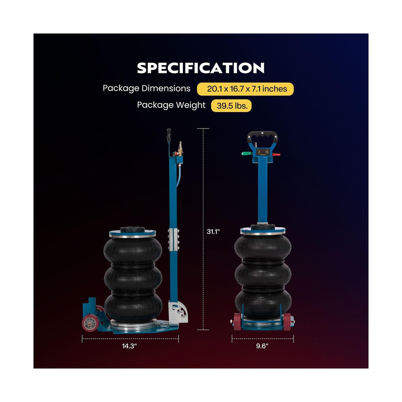 Load image into Gallery viewer, 3 Ton Pneumatic Air Bag Car Jack with Wheels and Adjustable Height, 6600 lbs Capacity
