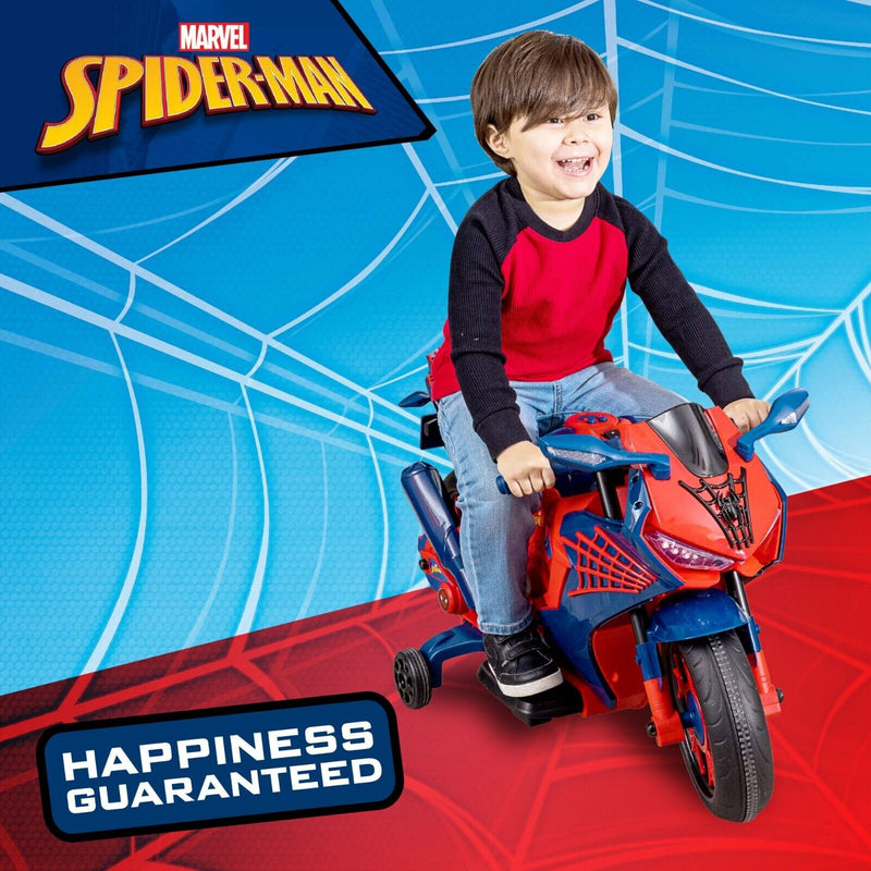 Load image into Gallery viewer, Spiderman 6V Motorcycle Ride On for Kids, Ages 3+, with Rechargeable Battery - Supports up to 65lbs
