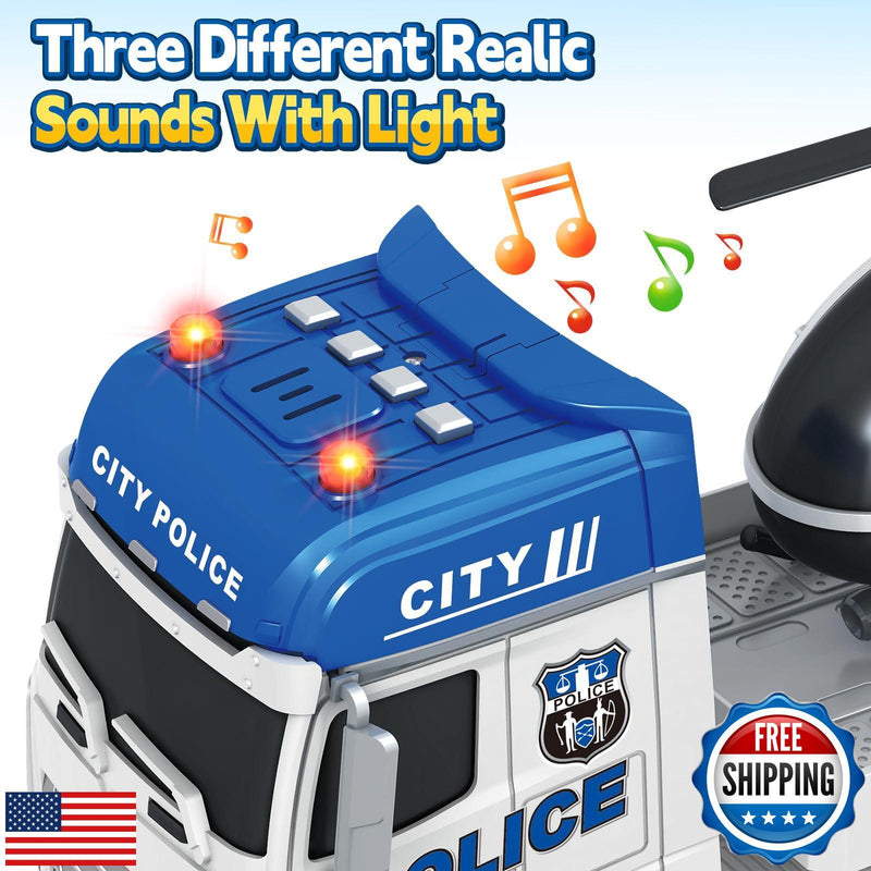 Load image into Gallery viewer, 25-Inch Large Police Truck Toy with Racing Car for Toddler Boys
