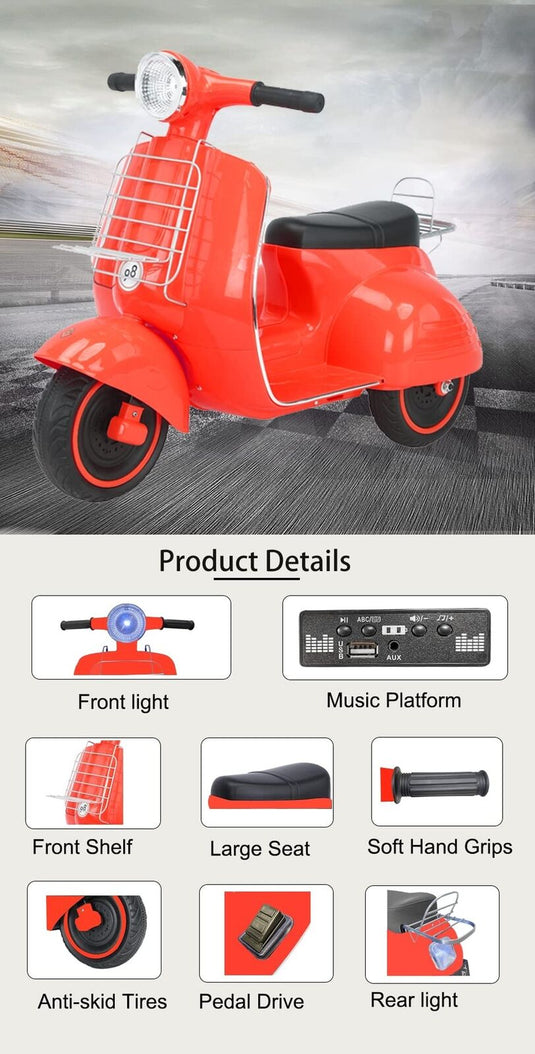 Stable 3-Wheel Electric Tricycle for Kids - Mestari Kids Ride-On Motorcycle with Slow Speed Control