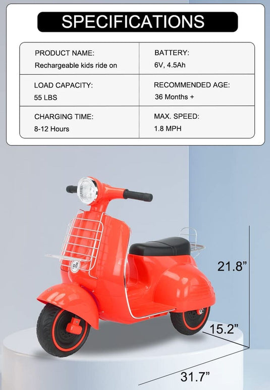 Stable 3-Wheel Electric Tricycle for Kids - Mestari Kids Ride-On Motorcycle with Slow Speed Control