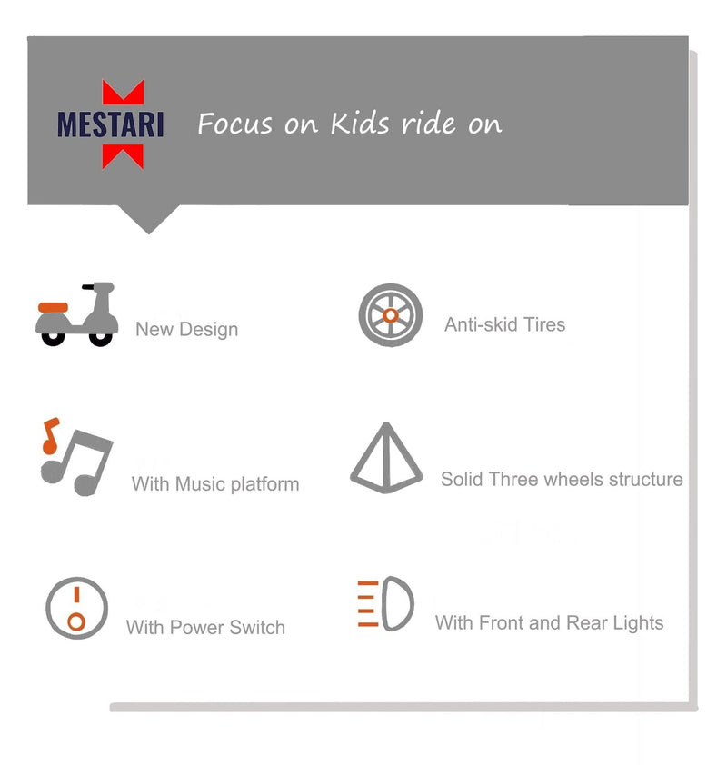 Load image into Gallery viewer, Stable 3-Wheel Electric Tricycle for Kids - Mestari Kids Ride-On Motorcycle with Slow Speed Control
