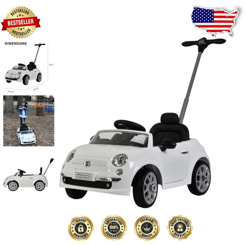 Fiat 500 Push Car with LED Lights and Music for Toddler Play