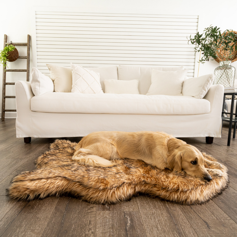 Load image into Gallery viewer, PupRug by Paw.com® Faux Fur Orthopedic Dog Bed - Curve Sable Tan
