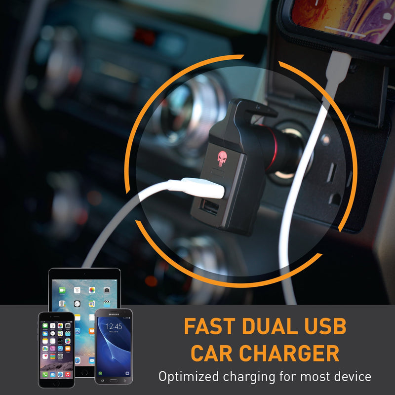 Load image into Gallery viewer, USB Car Charger Emergency Tool (Red Punisher)

