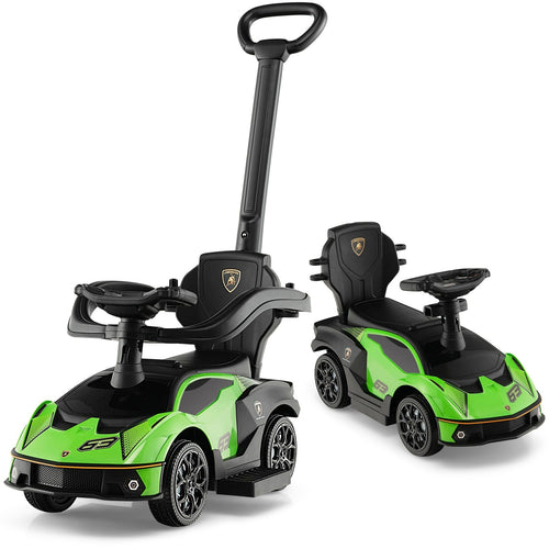3-in-1 Licensed Lamborghini Ride-On Push Stroller Car with Sound Green