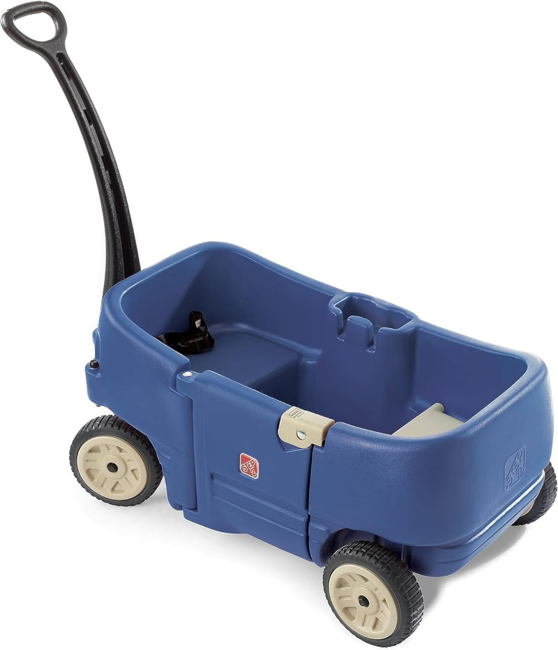 Load image into Gallery viewer, Denim Blue Kids Wagon with Cup Holders for Safe Outdoor Riding
