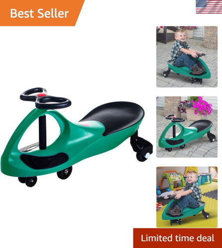 Green Wiggle Ride-On Car for Kids to Develop Motor Skills and Balance