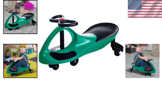 Green Wiggle Ride-On Car for Kids to Develop Motor Skills and Balance