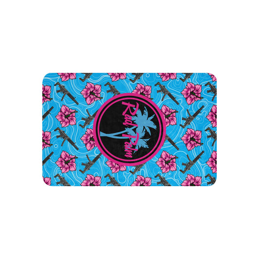 High Capacity Hibiscus Blue Sherpa Blanket