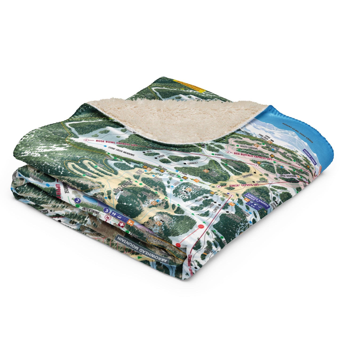 Beaver Creek Sherpa Blanket | Ski Resort Trail Map Throw Blanket