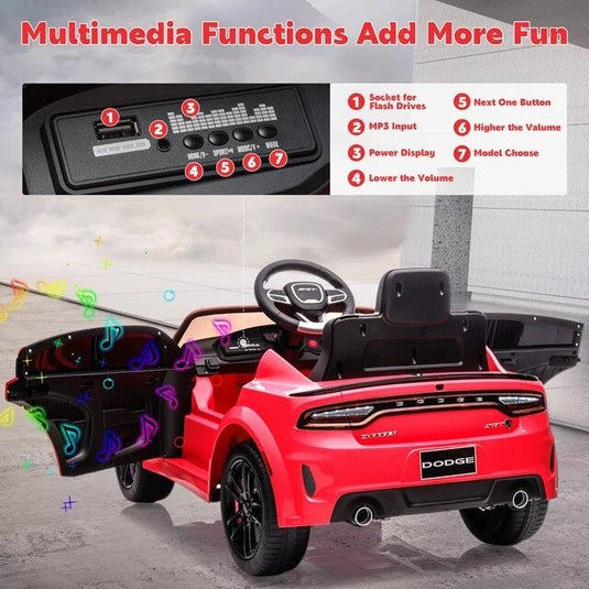 12V Licensed Dodge Charger SRT Electric Ride-On Car for Kids