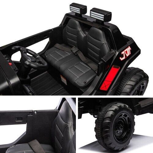 Supercharged Leather Seat 4-Wheel Kids Ride-On Car with Dual 200W Motors - 24V, 7A, 200W x 2