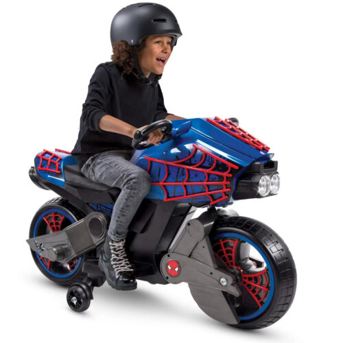 Load image into Gallery viewer, Superhero Spider Motorcycle Ride-On: 6V Battery-Powered Toy for Kids Ages 3 and Up

