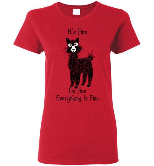 Load image into Gallery viewer, t-shirt: Alpaca I'm Fine Ladies Short-Sleeve
