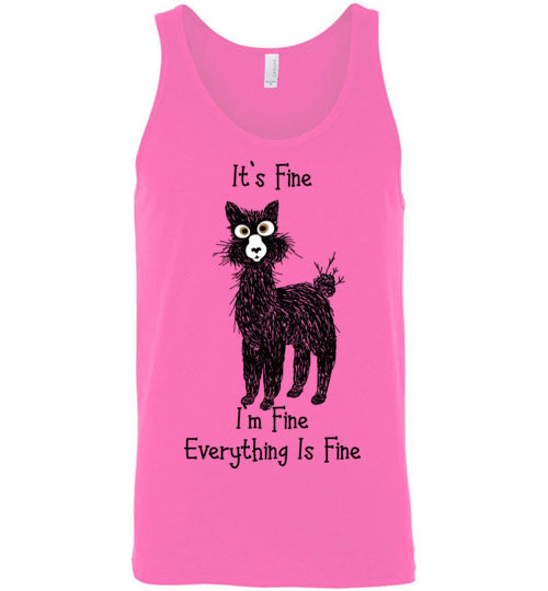 Load image into Gallery viewer, t-shirt: Alpaca I&#39;m Fine Unisex Tank
