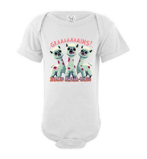 Load image into Gallery viewer, t-shirt: Halloween GRAINS Zombie Alpaca-lypse Gildan Onesie

