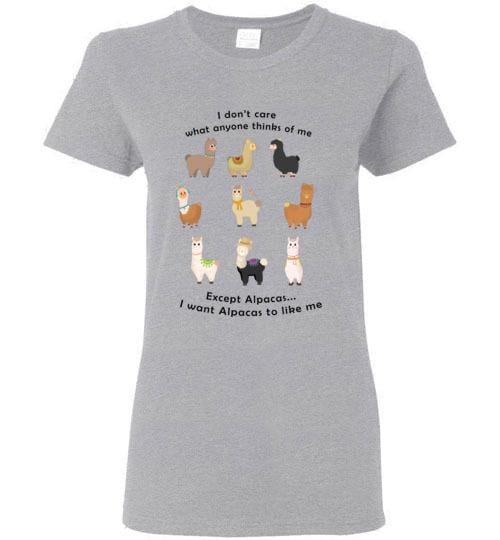 Load image into Gallery viewer, t-shirt: I Want Alpacas to Like Me Gildan Ladies Short-Sleve

