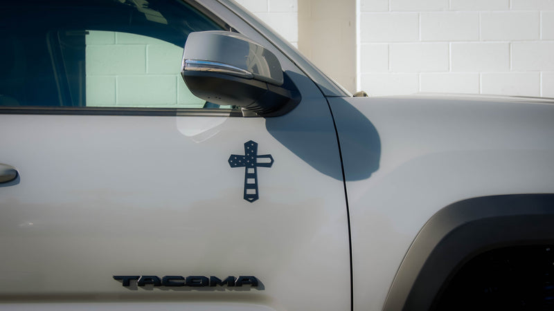 Load image into Gallery viewer, God and Country American Flag Cross Magnet
