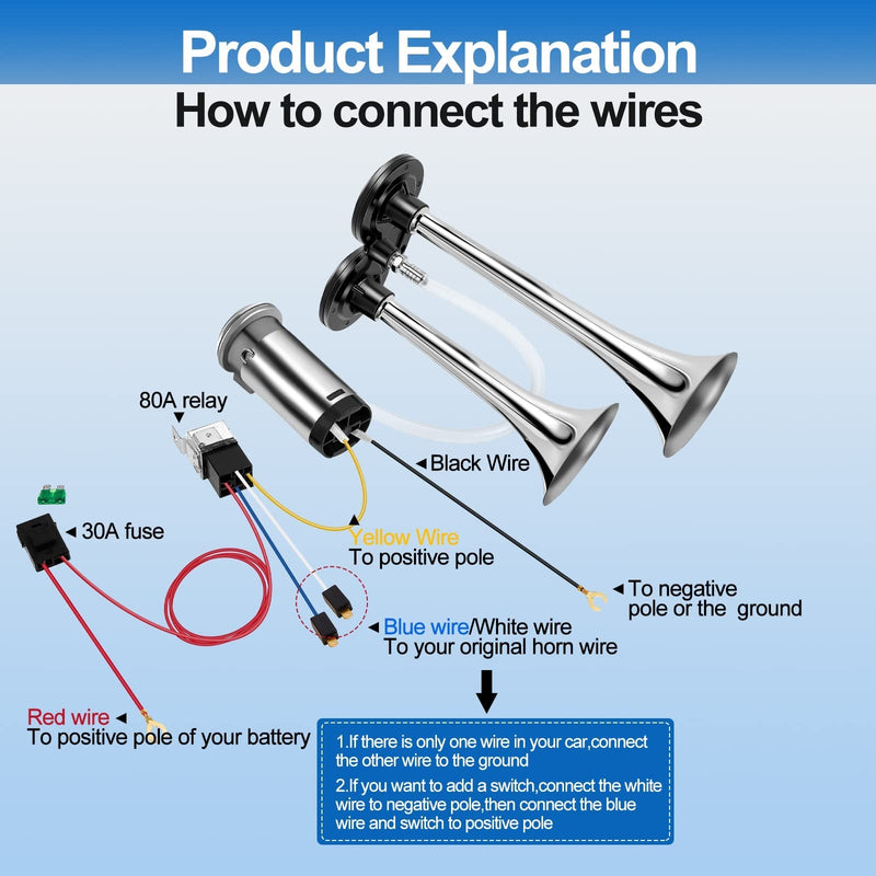 Load image into Gallery viewer, 2-Pack 12V 150dB Loud Air Horn Kit for Trucks, Boats, and Cars with Air Compressor
