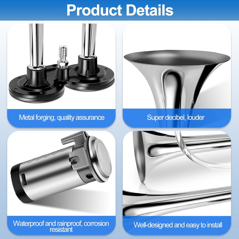 Load image into Gallery viewer, 2-Pack 12V 150dB Loud Air Horn Kit for Trucks, Boats, and Cars with Air Compressor
