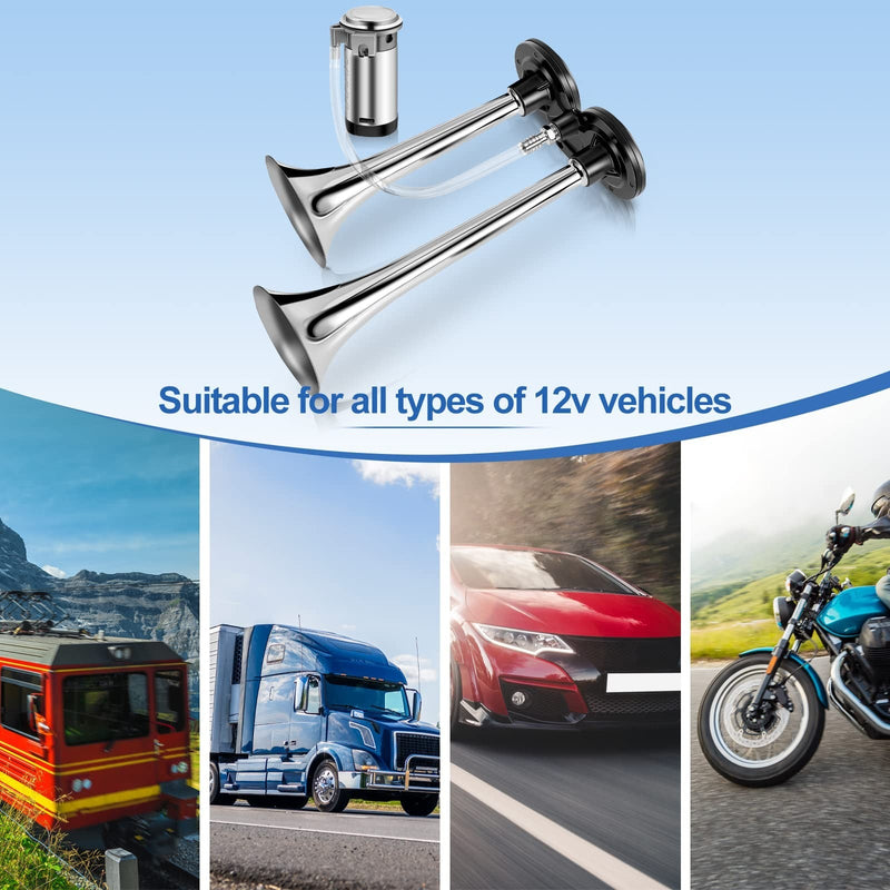 Load image into Gallery viewer, 2-Pack 12V 150dB Loud Air Horn Kit for Trucks, Boats, and Cars with Air Compressor
