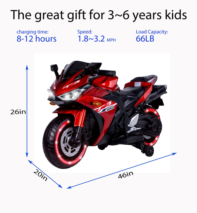 Load image into Gallery viewer, 12V Kids Ride-On Motorcycle Toy with Training Wheels and Hand Control
