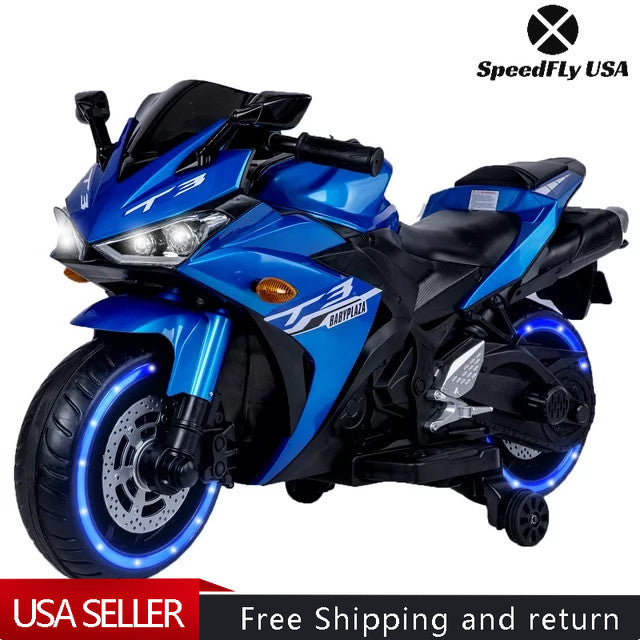 Load image into Gallery viewer, 12V Kids Ride-On Motorcycle with Hand Racing and Foot Brake, Light-Up Wheels
