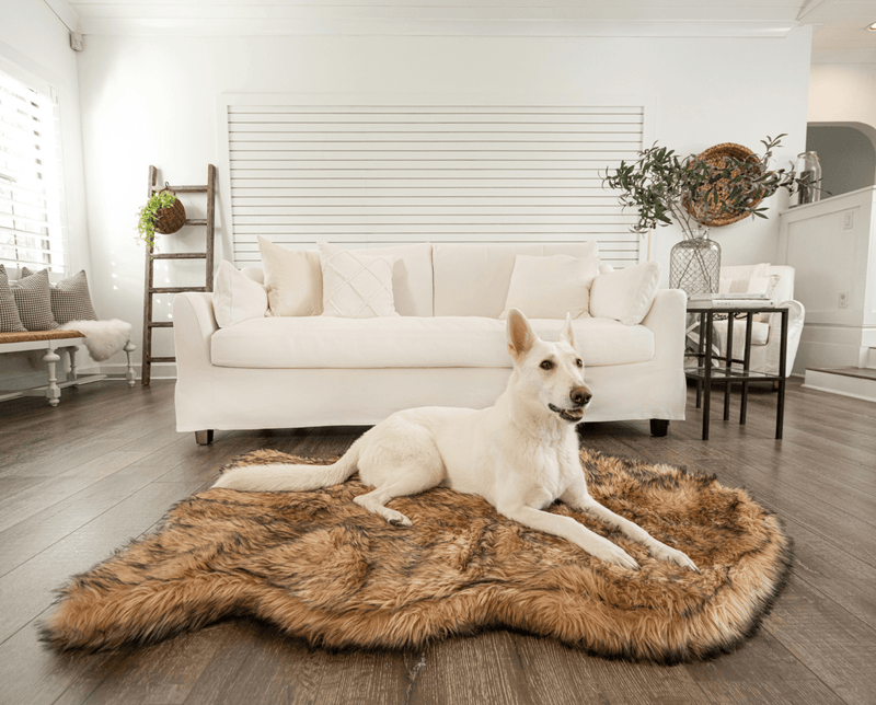 Load image into Gallery viewer, PupRug by Paw.com® Faux Fur Orthopedic Dog Bed - Curve Sable Tan
