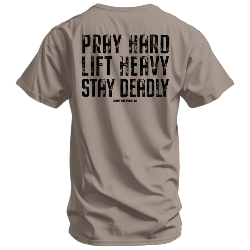 Load image into Gallery viewer, Pray Hard. Lift Heavy. Stay Deadly. V2 Men's T-Shirt
