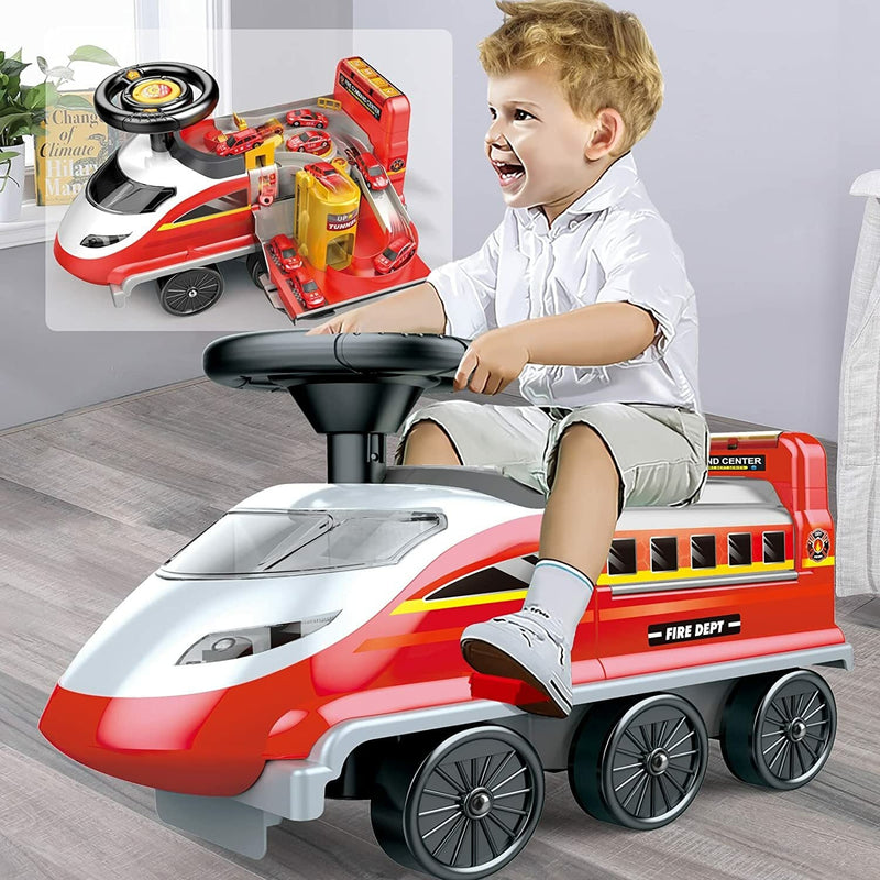 Load image into Gallery viewer, Electric High-Speed Ride-On Firefighting Rail Train Toy

