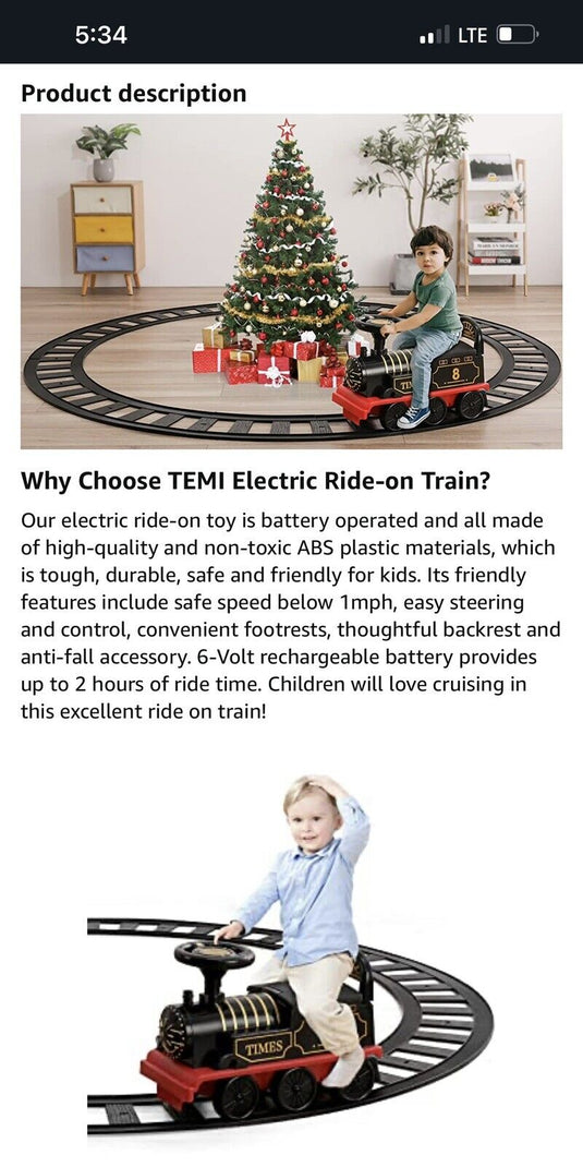 TEMI Ride On Train Set: All-in-One Track and Train Experience