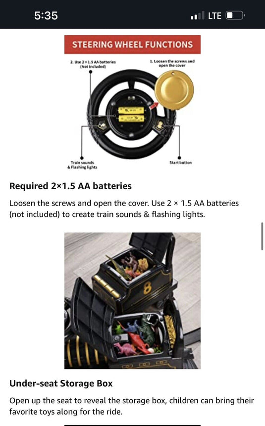 TEMI Ride On Train Set: All-in-One Track and Train Experience