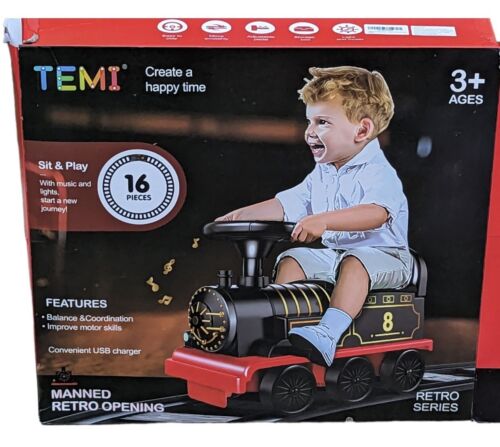 Load image into Gallery viewer, Tempi Electric Train Ride-On Toy with Lights, Sounds, and Storage Tracks
