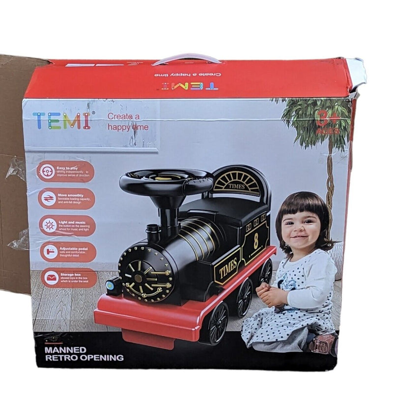 Load image into Gallery viewer, Tempi Electric Train Ride-On Toy with Lights, Sounds, and Storage Tracks
