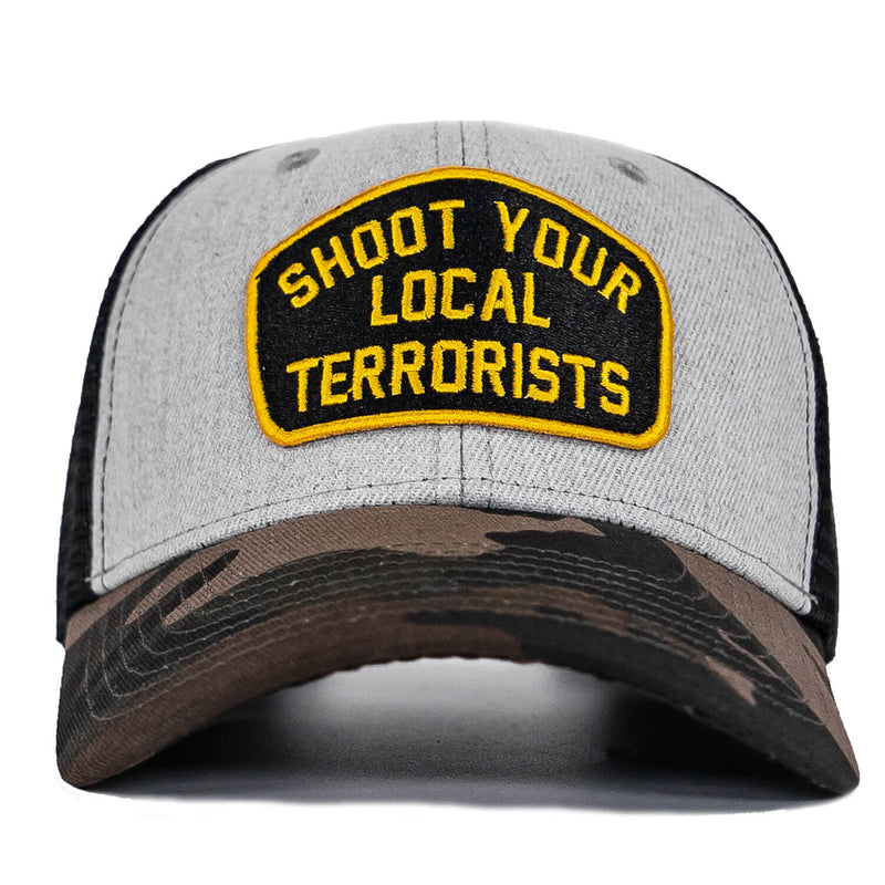 Load image into Gallery viewer, Shoot Your Local Terrorists Patch Snapback Hat

